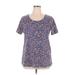 Woman Within Short Sleeve T-Shirt: Blue Floral Tops - Women's Size 14