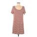 Madewell Casual Dress - Shift Scoop Neck Short sleeves: Orange Stripes Dresses - Women's Size Medium