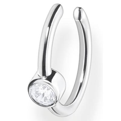 Ohrklemme THOMAS SABO "Ohrklemme weißer Stein, EC0018-051-14, EC0018-414-14", bunt (silberfarben, weiß, kristallweiß), Ohrringe, Damen, Silber 925 (Sterlingsilber), mit Zirkonia (synth.) Image