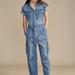 Lucky Brand Denim Short Sleeve Utility Jumpsuit - Women's Clothing Outerwear Jean Denim Jackets in Homeland, Size XL