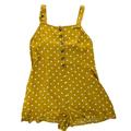 American Eagle Outfitters Pants & Jumpsuits | Aeo Cute Button Front Mustard Yellow And White Polka Dot Romper, M | Color: White/Yellow | Size: M