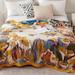 Anthropologie Bedding | New Anthropologie Boho Knit Floral Throw Blanket Bedspread Quilt - 80" X 60" | Color: Orange/White | Size: Os