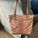 Coach Bags | Coach Pink And Cream Zebra Striped Tote Canvas Handbag Excellent Condition | Color: Cream/Pink | Size: Os