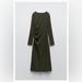 Zara Dresses | Nwot Zara Ruched Dress - Ribbed, L, Black | Color: Black | Size: L