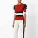 Gucci Sweaters | $1085 Gucci 2017 Red Striped Web Wool Ruffle Sleeve Sweater T-Shirt Size Xl | Color: Blue/Red | Size: Xl
