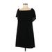 Charles Henry Casual Dress - Shift Square Short sleeves: Black Print Dresses - Women's Size Medium