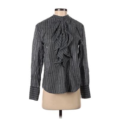 LAURENCE BRAS Long Sleeve Blouse: Gray Houndstooth Tops - Women's Size 1