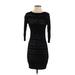 Catherine Malandrino for Design Nation Casual Dress - Bodycon Crew Neck 3/4 sleeves: Black Solid Dresses - Women's Size X-Small