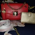 Michael Kors Bags | Michael Kors Lita Medium Leather Crossbody Bag In Red With Coach Wallet Nwot | Color: Gold/Red | Size: Os