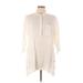 J.Jill Casual Dress - Mini High Neck 3/4 sleeves: Ivory Solid Dresses - Women's Size Medium