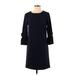 NANETTE Nanette Lepore Casual Dress - Shift Crew Neck 3/4 sleeves: Blue Solid Dresses - Women's Size 2