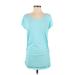 lucy Casual Dress - Shift Scoop Neck Short sleeves: Blue Print Dresses - Women's Size Small