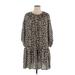 H&M Casual Dress - DropWaist Crew Neck 3/4 sleeves: Tan Leopard Print Dresses - Women's Size X-Large