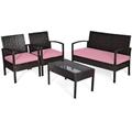 Crescent Textile Waterproof Outdoor Cushions for Patio Rattan Furniture 3 Pieces Set Seat Pads Cushion For Garden Rattan Sofa Furniture Comfy Cushions | Lightweight and Durable (Pink)