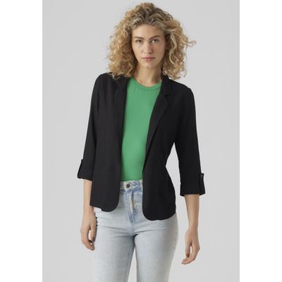 Kurzblazer VERO MODA "VMJESMILO 3/4 LOOSE BLAZER WVN GA NOOS", Damen, Gr. XS (34), schwarz, Web, Obermaterial: 55% Viskose, 45% Leinen, unifarben, modisch, regular fit normal, V-Ausschnitt, 3/4-Ärmel, Blazer, mit Leinen Image
