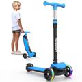 BELEEV A8 Foldable Scooter for Kids Ages 3-12, 3 Wheel Scooter for Toddlers Girls Boys,light up Scooter for Kids, Toddler Scooter Age 3, Lean to Steer, Non-Slip Deck(Blue)