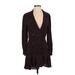 Zara Casual Dress - A-Line Plunge Long sleeves: Black Dresses - Women's Size Medium