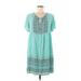 Shein Casual Dress - Mini Tie Neck Short sleeves: Teal Dresses - Women's Size 8