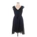 DKNY Casual Dress - Party: Blue Solid Dresses - Women's Size 14