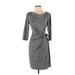 Ann Taylor Casual Dress - Sheath Cowl Neck 3/4 sleeves: Gray Dresses - Women's Size Small Petite