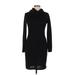 Old Navy Casual Dress - Sweater Dress Turtleneck Long sleeves: Black Print Dresses - Women's Size Medium