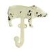 White Pig Single Hook Wall Decor Chippy Cast Iron 5.25 Inches - Cream