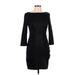 Aidan by Aidan Mattox Casual Dress - Bodycon Boatneck 3/4 Sleeve: Black Solid Dresses - Women's Size 6