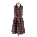 Ark & Co. Casual Dress - Shirtdress Collared Sleeveless: Red Plaid Dresses - Women's Size Small