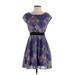 Xhilaration Casual Dress - Mini: Blue Color Block Dresses - Women's Size X-Small