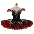 Robe Tutu Professionnelle Noire et Rouge pour Fille Costume de ixde Ballerine pour Enfant