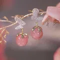 Boucles d'oreilles coréennes en résine sans fleur pour femmes et filles bijoux élégants rose