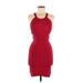 Herve Leger Cocktail Dress - Bodycon Halter Sleeveless: Red Solid Dresses - New - Women's Size Medium