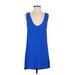 Blu Moon Casual Dress - Shift V-Neck Sleeveless: Blue Print Dresses - Women's Size X-Small