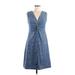 Eddie Bauer Casual Dress - A-Line: Blue Marled Dresses - Women's Size Small