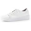 Slip-On Sneaker GABOR, Damen, Gr. 44, weiß, Leder, sportlich, Schuhe Sneaker, mit Gummizug als Zierschnürung, Freizeitschuh, Halbschuh, Schnürschuh, Topseller