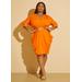 Plus Size Ruched Belted Faux Wrap Dress