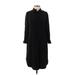 Banana Republic Casual Dress - Shirtdress High Neck 3/4 sleeves: Black Solid Dresses - Women's Size 00