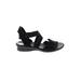 Arche Sandals: Strappy Wedge Casual Black Print Shoes - Women's Size 37 - Open Toe