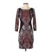 Boston Proper Casual Dress - Bodycon: Burgundy Print Dresses - Women's Size 2X-Small