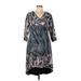Isabel + Alice Casual Dress - Shift V Neck 3/4 sleeves: Blue Dresses - Women's Size Large Plus