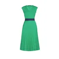 Carolina Herrera , Neoprene Pleated Dress with Fitted Bodice and Voluminous Sunburst Skirt ,Green female, Sizes: L