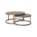 Textured Brass Trim Coffee Table Set of 2