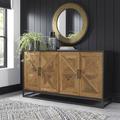 Vancouver Rustic Oak and Peppercorn Wide Sideboard, Velvet, Ripped