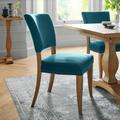 Vancouver Rustic Oak Upholstered Chair - Sea Green Velvet Fabric Pair, Ripped