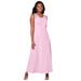 Plus Size Women's Stretch Cotton Crochet-Back Maxi Dress by Jessica London in Pink (Size 22) Maxi Length