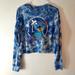 Disney Tops | Disney Stitch Long Sleeve Crop Top Blue White Tye Dye Size Large | Color: Blue/White | Size: L