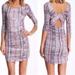 Free People Dresses | Free People | Jasmine Mini Dress. Rouged, Cut Out Back. Bodycon. Size M. | Color: Cream/Purple | Size: M