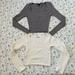 Zara Tops | (2) Cropped Long Sleeves | Color: Cream/Gray | Size: M