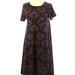 Lularoe Dresses | Lularoe Carly Tshirt Dress Short Sleeve A-Line Medallion Damask Pattern Black M | Color: Black | Size: M