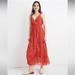 Madewell Dresses | Madewell Ruffle-Strap Wrap Dress In Metallic-Striped Prairie Posies Red | Color: Red | Size: 2